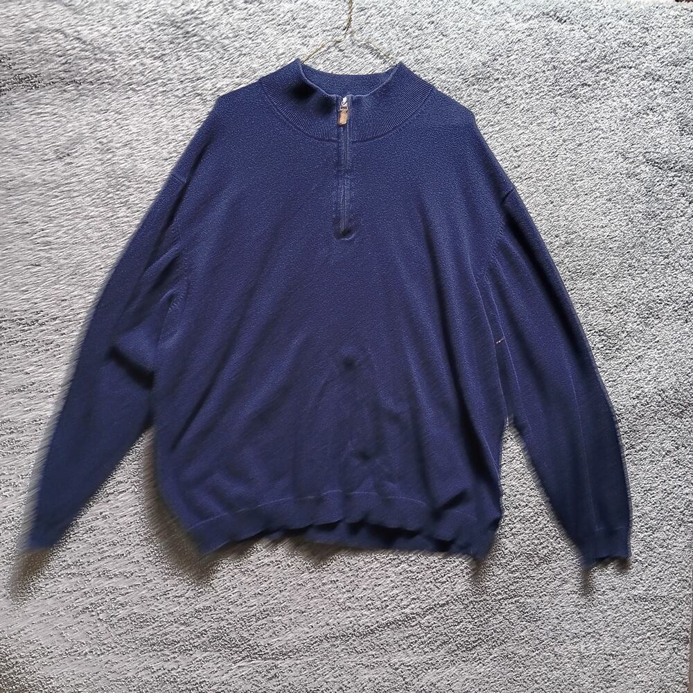 Roundtree & Yorke Men’s 3XB Navy Quarter Zip Sweater Big & Tall